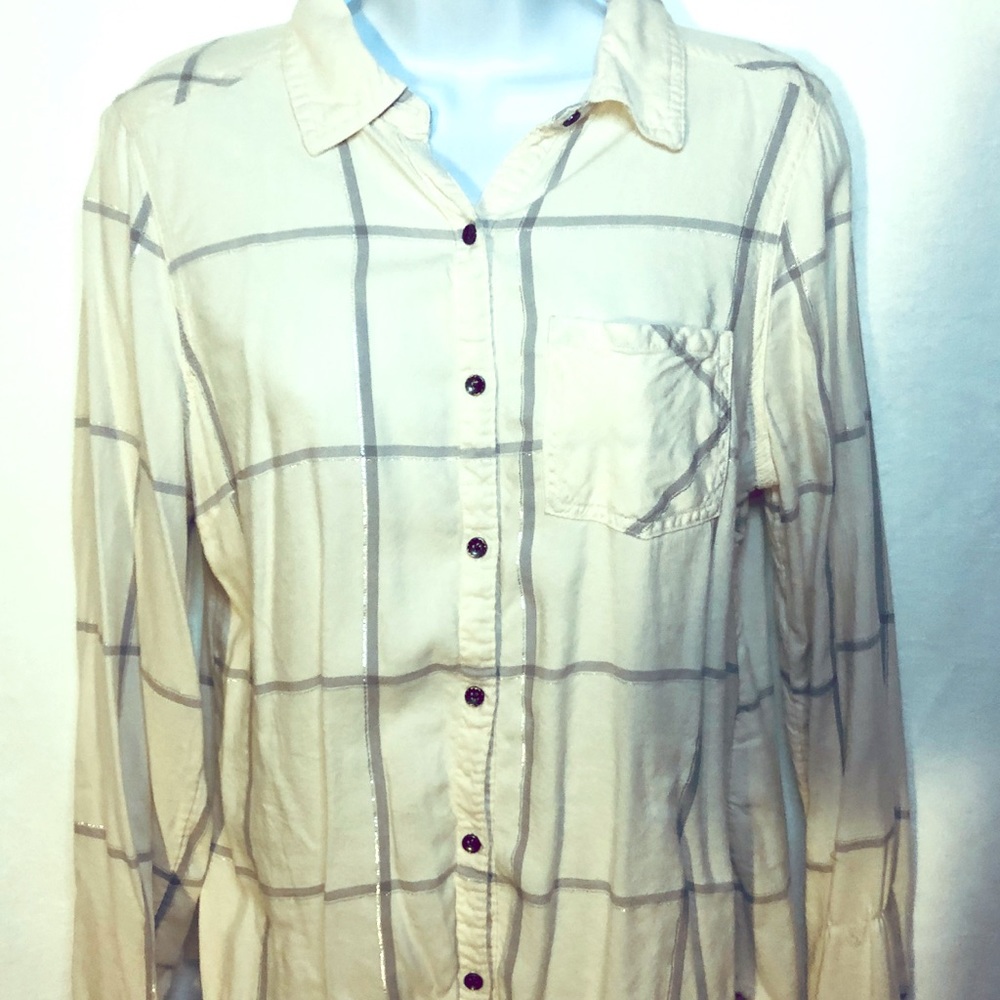 Cream and Grey Plaid Shirt
